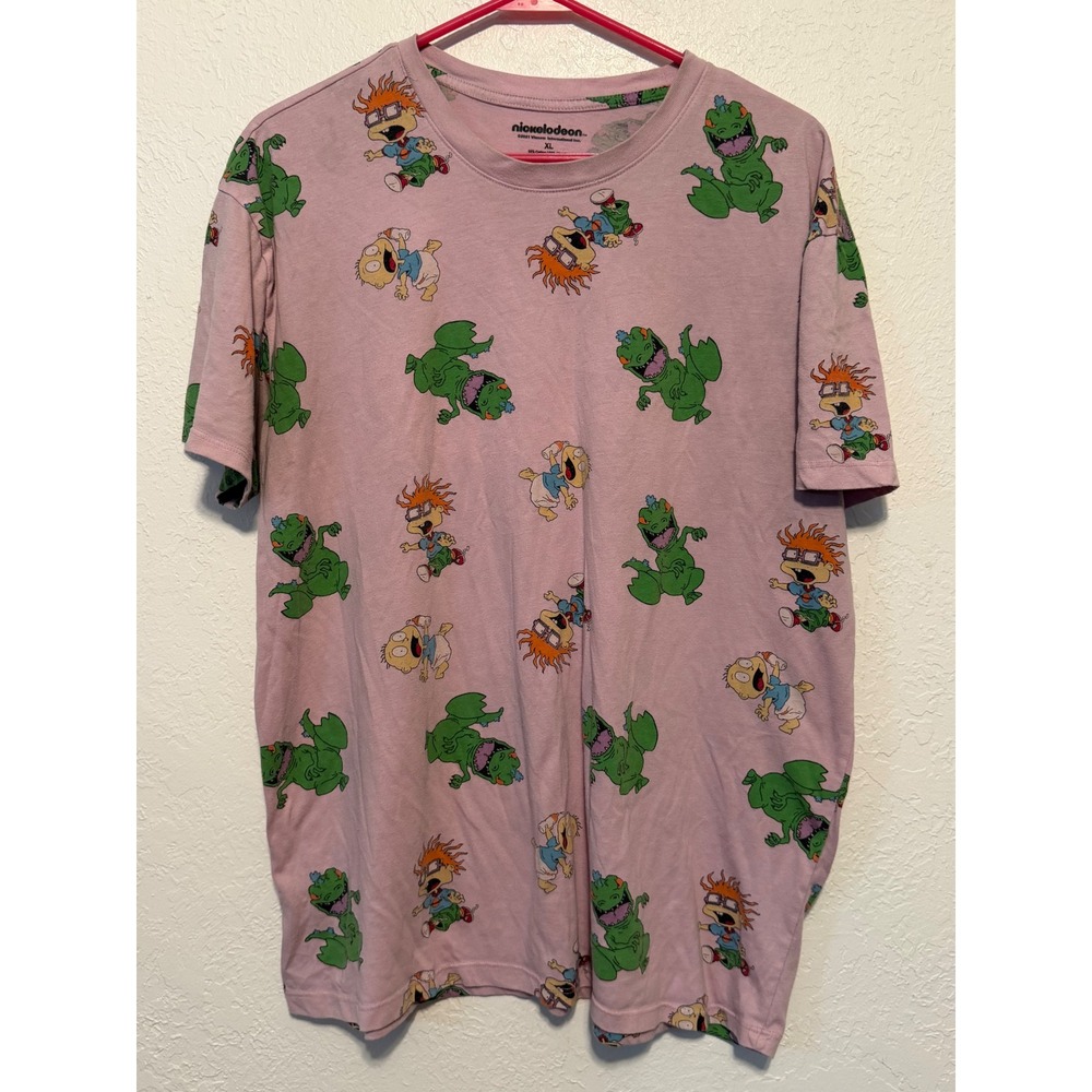Nickelodeon Rugrats All Over Print T-Shirt Pink XL Tommy Chuckie Reptar 2021